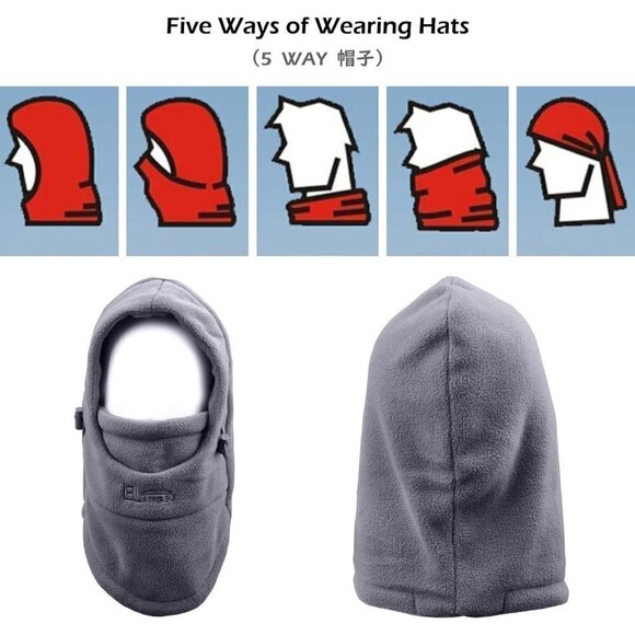 Kids Balaclava  Fleece Winter Hat Neck Warmer Ski Mask Face Cover - Picture 5 of 6